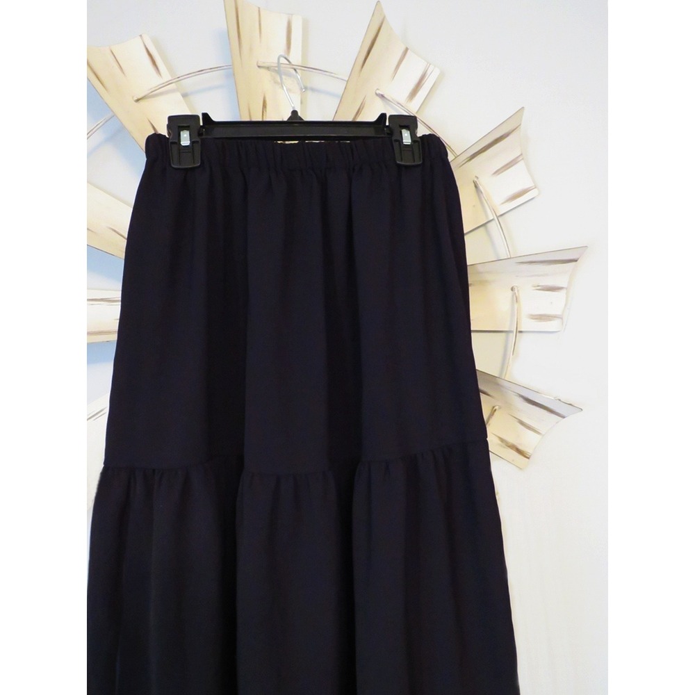 Cider Tired Look S Black Maxi Skirt Adapts to your Shape Ruffle Hem Side Slit - Picture 2 of 10